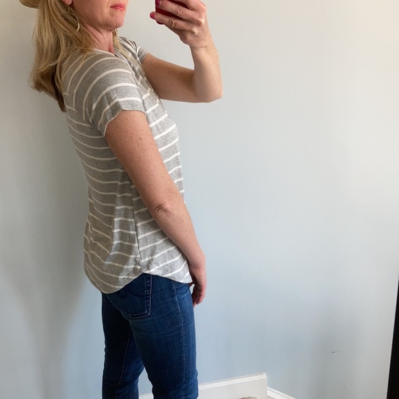 Short Sleeve Grey & White Stripe Tee - Picture 4 of 10